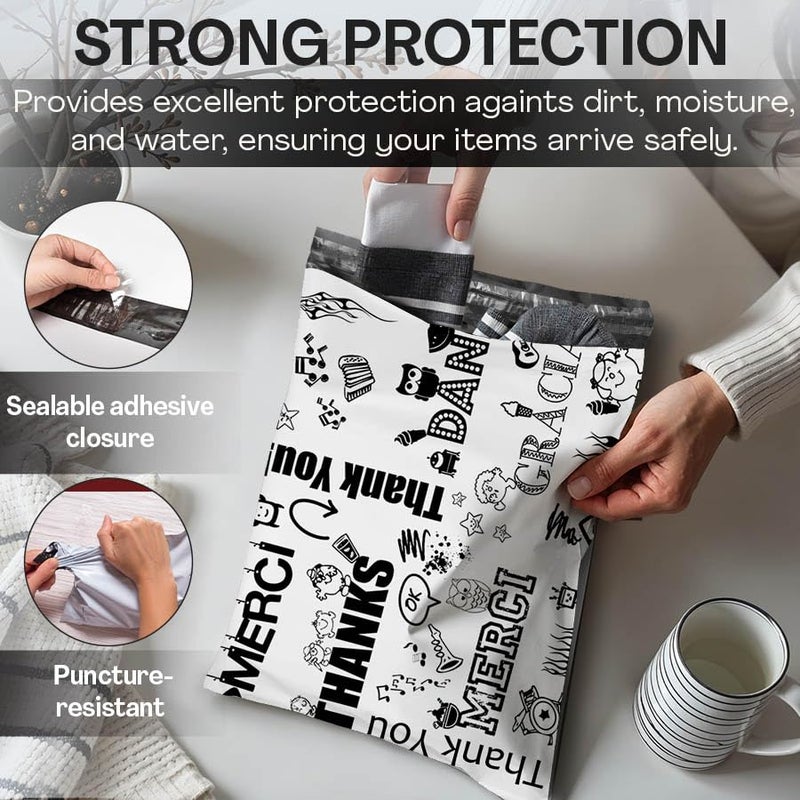 Shop4Mailers 12 x 15.5 Glossy Decorative Thank You Plastic Poly Mailer Bags Waterproof Shipping Mailing Envelope 2 Mil â€“ Permanent Adhesive Seal (100 Pack, Multi-Language) - Image 5